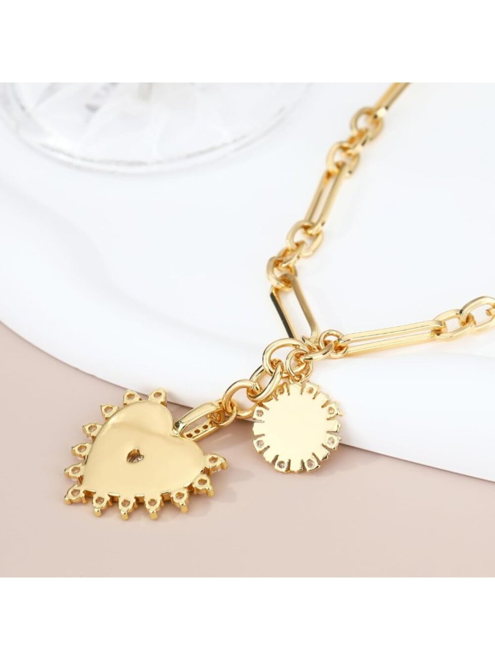 Chunky Gold Heart Necklace for Women, 18K Waterproof Statement Choker Jewelry - Picture 6 of 8